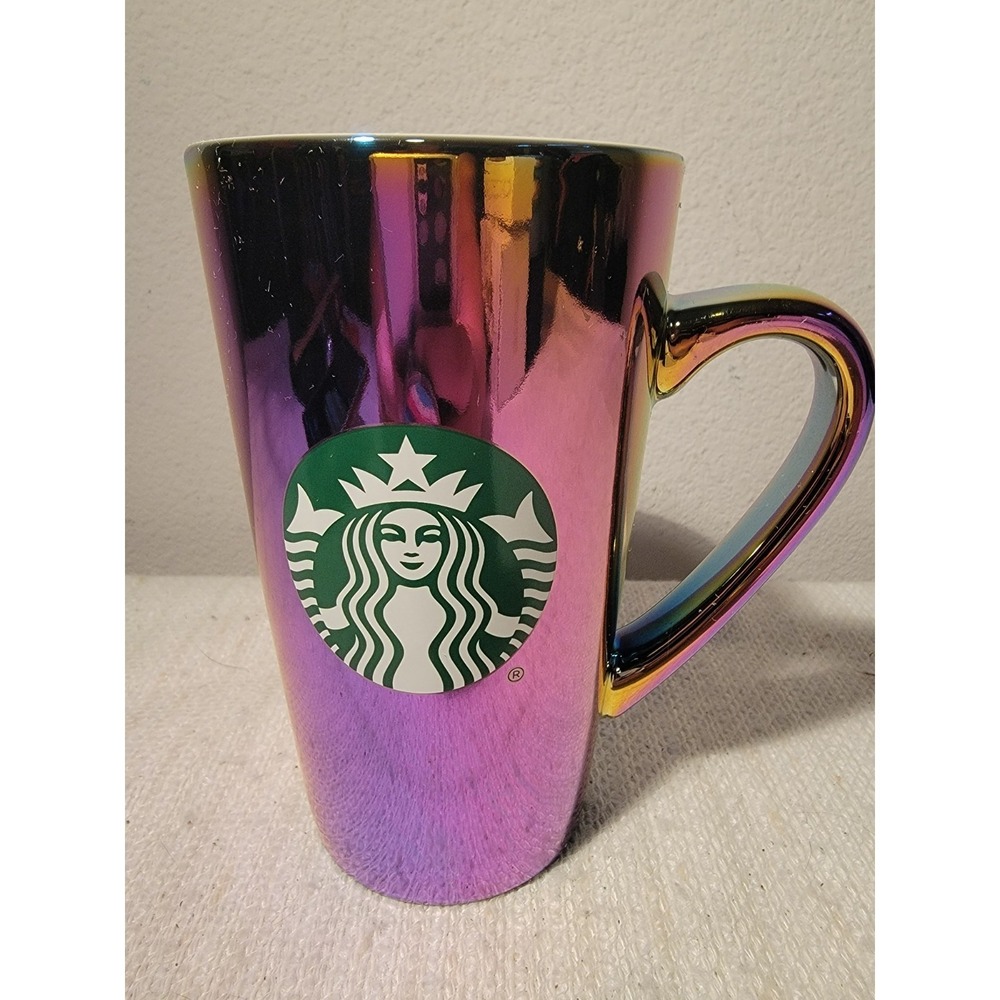Starbucks 2022 Coffee Mug 16oz Rainbow Holographic Iridescent Colors 6" Tall